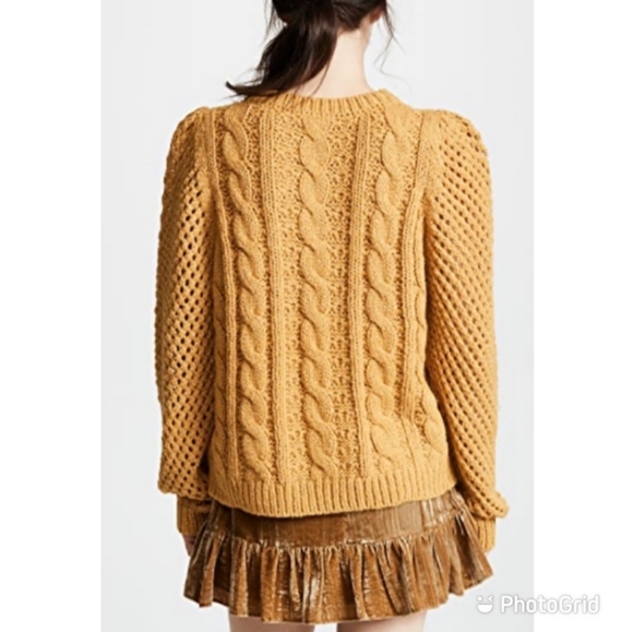 Loveshackfancy Rosie Cable Knit Sweater Amber Puff Sleeves Pullover S - Picture 10 of 10